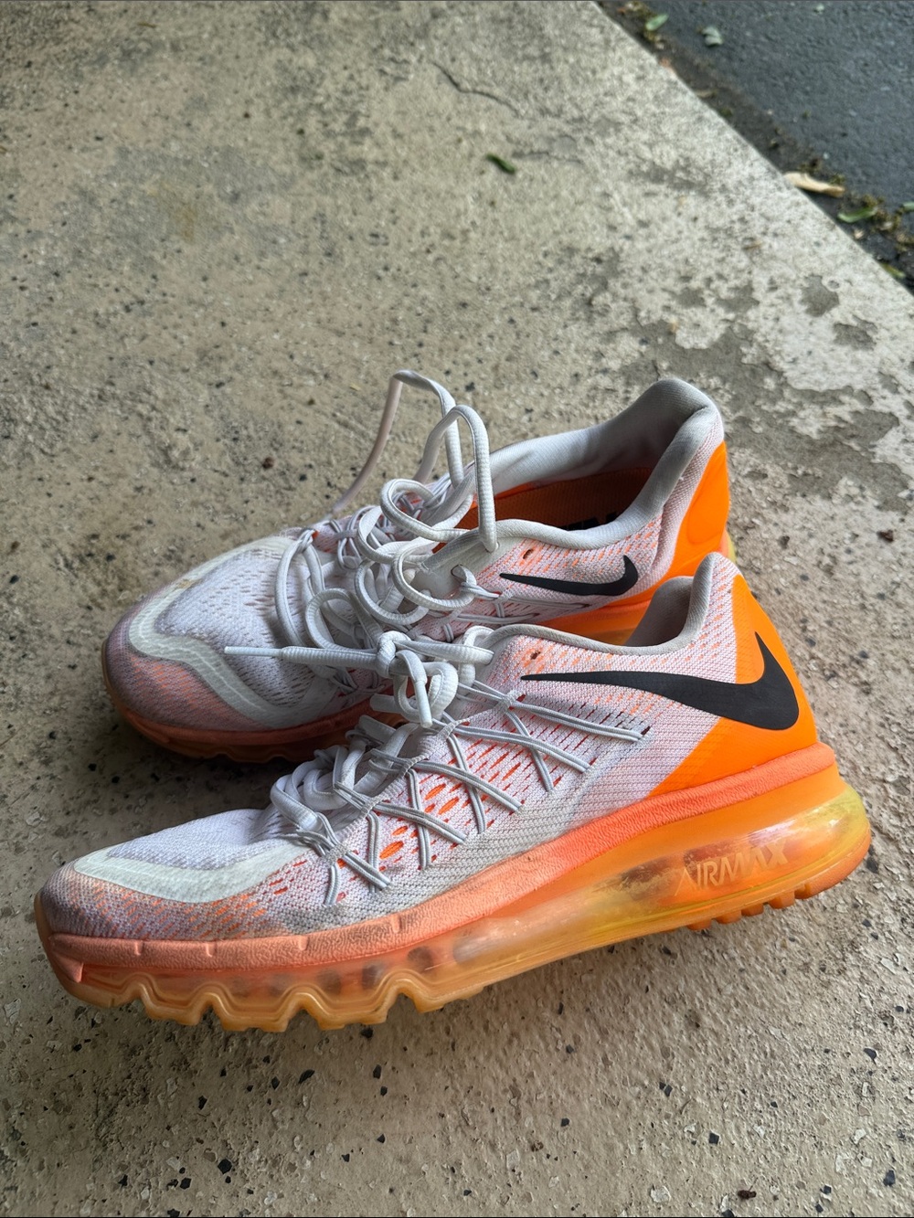 Nike White and Orange Gradient Air Max Trainers